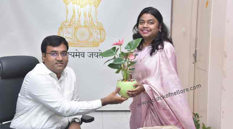 కలెక్టర్ చక్రధర్ బాబును కలిసిన కందుకూరు నూతన సబ్ కలెక్టర్