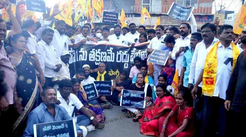 హక్కులను హరించే జీఓపై భగ్గుమన్న టిడిపి : నెల్లూరులో నిరసనలు